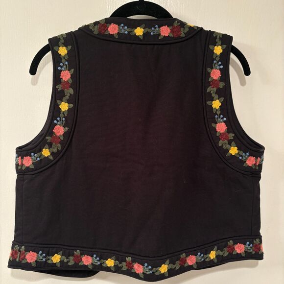 Sezane x Aimie Floral Embroidered Sleeveless Vest Black 34 - Picture 5 of 8